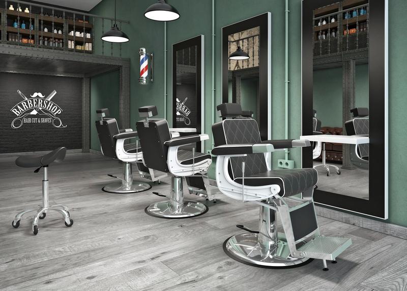 ambiente barbería, inspiracion barbería, barbero estilo rock, moderno, vintage... Elige tu sillón de barbería, tus estanterías y carritos para barbero que se adapten más a tu barber shop