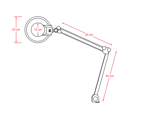 EXPAND TABLE Lampe Loupe - dimensions