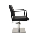 LOFT Fauteuil Coiffure Noir - Base Chrome - vue de Profil - Malys Equipements