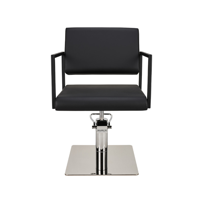 LOFT Fauteuil Coiffure Noir - Vue de face - Base Chrome - Malys Equipements