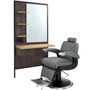 LOGAN Coiffeuse Led bois noir ambiance barbier - Mobilier barbier - Meuble Barbier - Mobilier barbershop - Malys Equipements