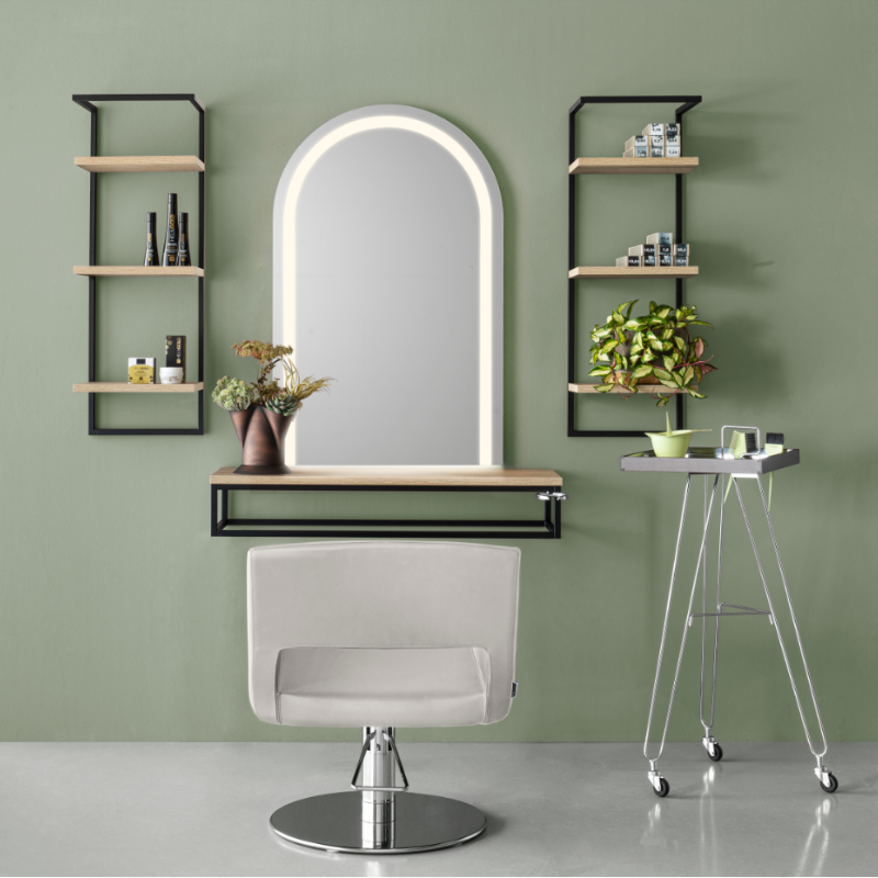 SPECCHIO Coiffeuse Miroir Murale - Ambiance Salon de Coiffure - Malys Equipements