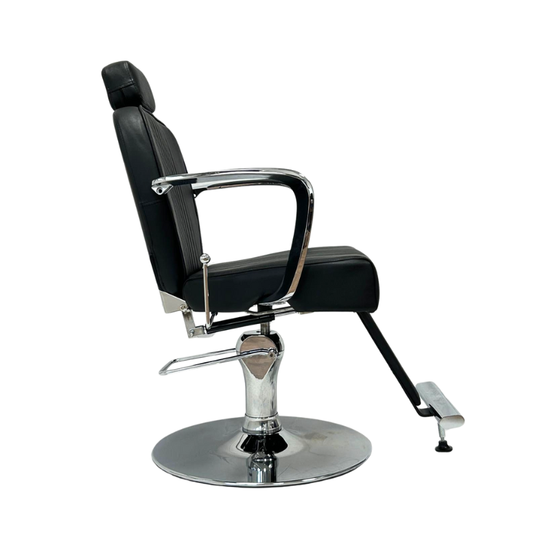 TONY Fauteuil Barbier - Vue de coté - Mobilier Barbier - Meuble Barbier - Barbershop - Malys Equipements