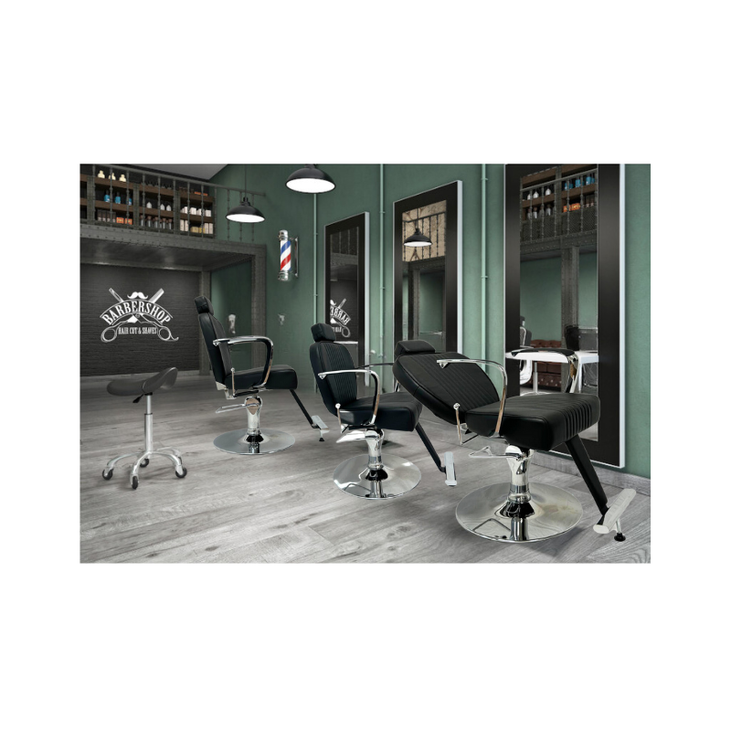 TONY Fauteuil Barbier - Ambiance Barbershop - Mobilier barbier - meuble barbier - malys Equipements