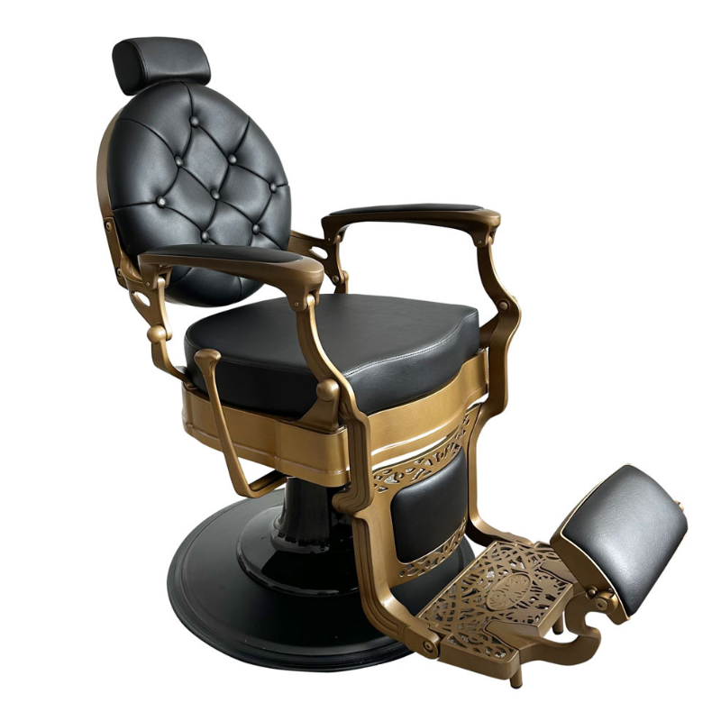 ELVI GOLD Fauteuil barbier - vue de profil - mobilier barbier - mobilier barbershop - malys equipements