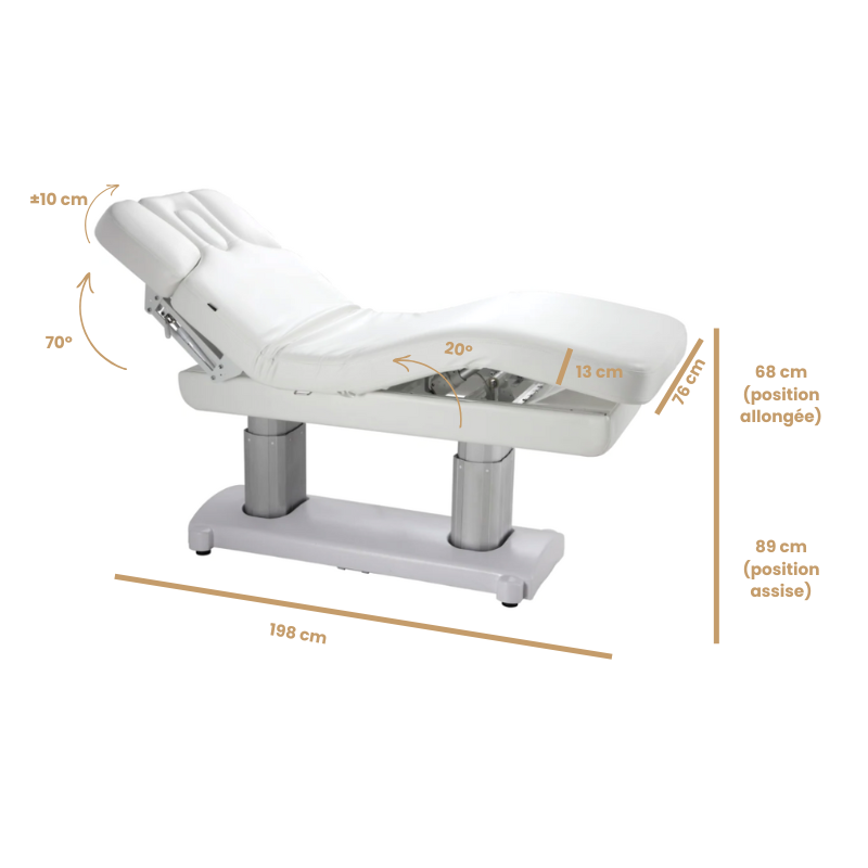 EMOTION Table de Massage Chauffante - dimensions - mobilier esthétique - malys equipements