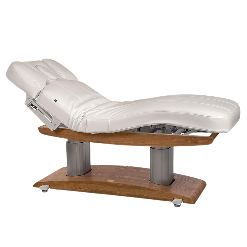 TROCH Table de Massage et soins électrique - Base bois clair - position assise - mobilier esthétique - malys equipements