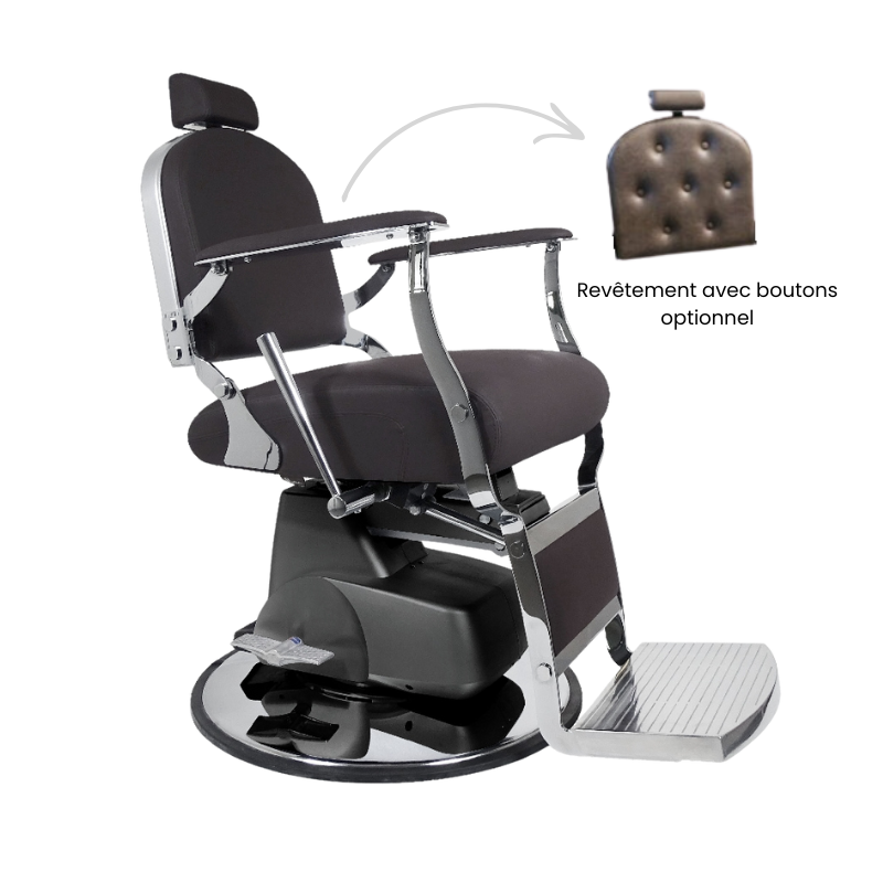 BERNMANN LIFT Fauteuil Barbier haut de gamme - avec revêtement avec boutons - Mobilier barbier - mobilier barbershop - malys equipements