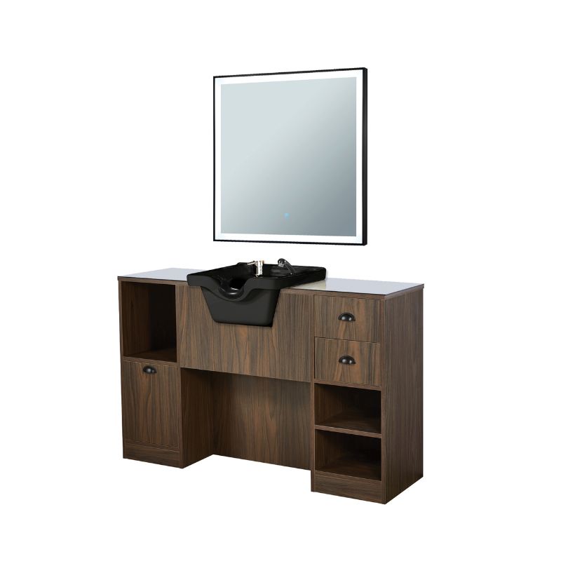 OKE 9 B Toilette con lavabo - Legno scuro
