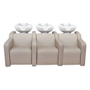  ALBA SOFA RELAX VIBROMASSAGE Vassoio shampoo 3 posti  (Colore del lavabo: Bianco, Couleur de revêtement: P3 - Crème)